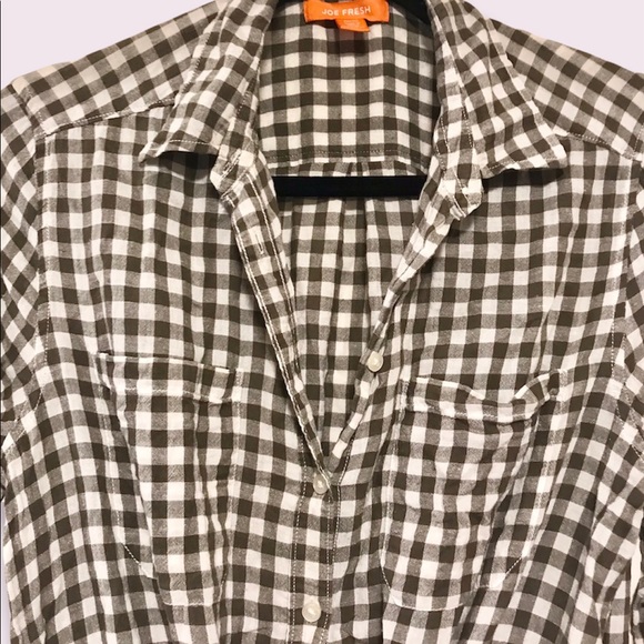 🌟SALE 2/$10.00‼️ Joe Fresh Women’s long Sleeve checkered blouse size M - Picture 4 of 9